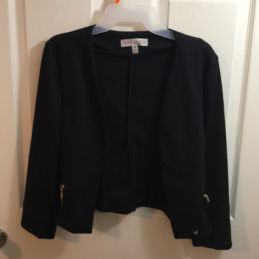 Black with gold zipped cardigan/ semi formal
